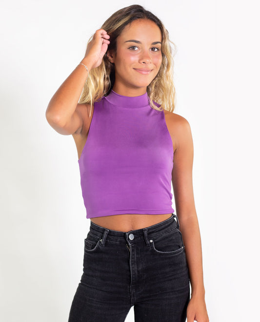 TOP UNHARRY | Top halter morado de tirantes | Tops de fiesta THE-ARE