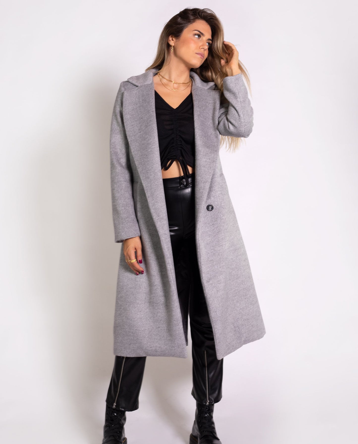 ABRIGO DREAM BIG | Abrigo maxi con solapa de mujer gris | Abrigos  THE-ARE