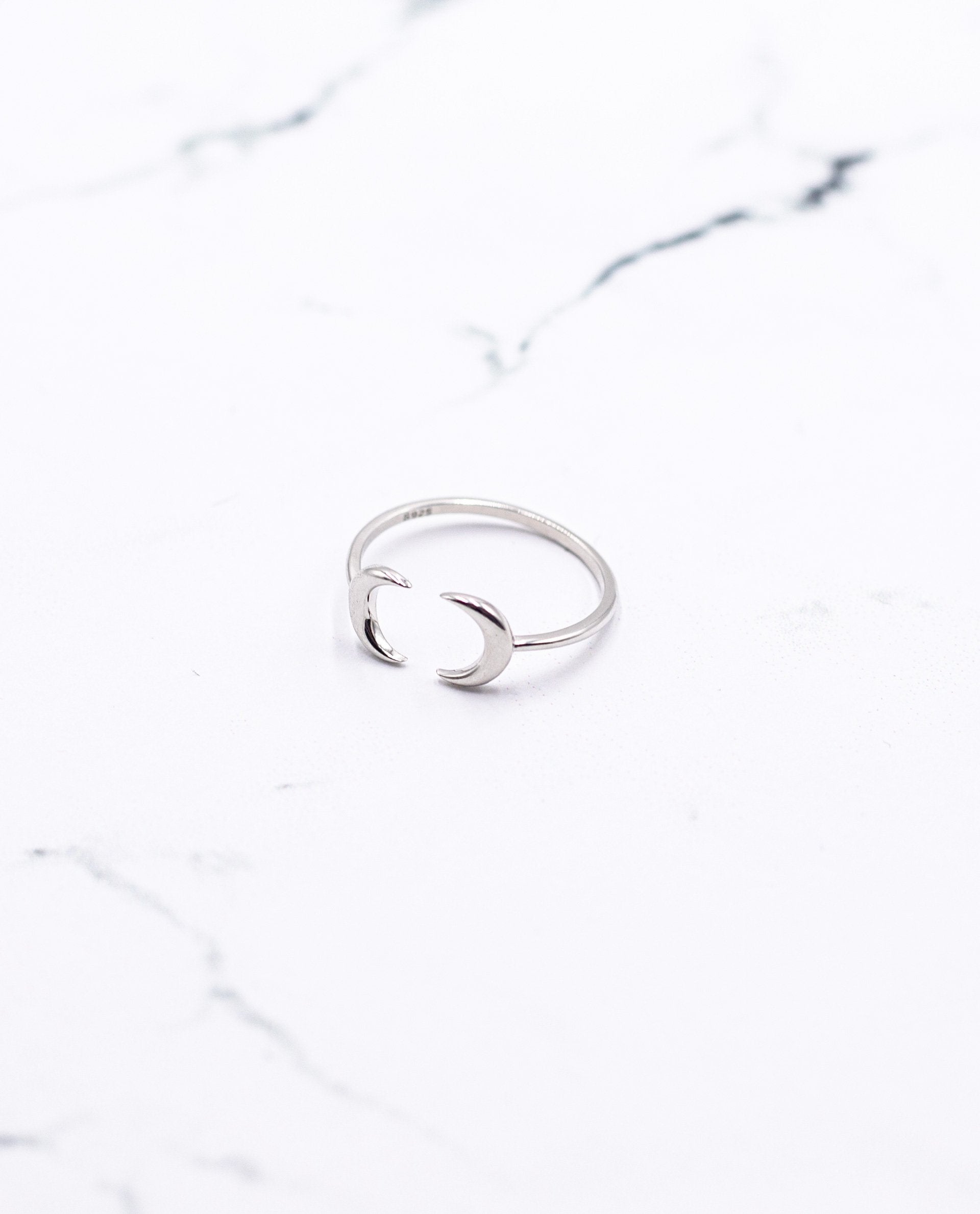 ANILLO FACE TO FACE | Anillo doble luna regulable plata 925 | Joyitas THE-ARE