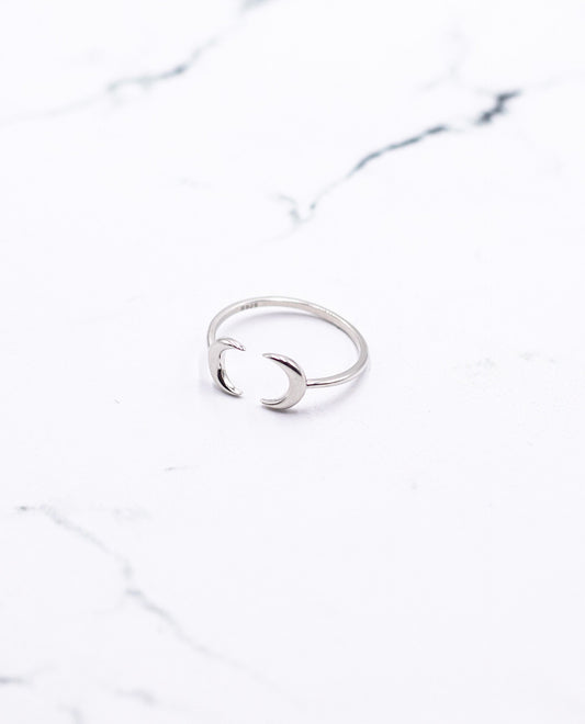 ANILLO FACE TO FACE | Anillo doble luna regulable plata 925 | Joyitas THE-ARE