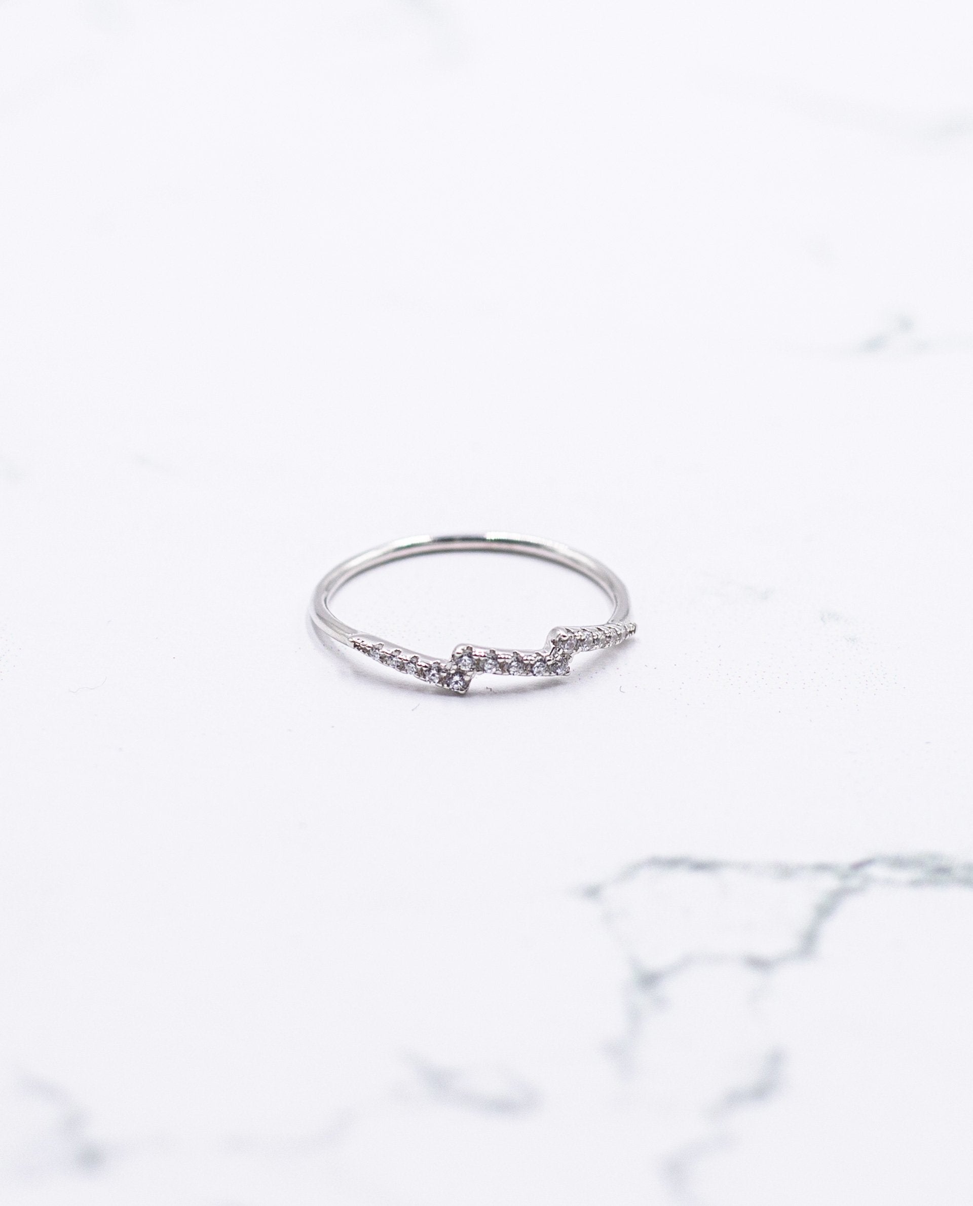 Anillo rayo con circonitas plata 925 | Joyitas THE-ARE