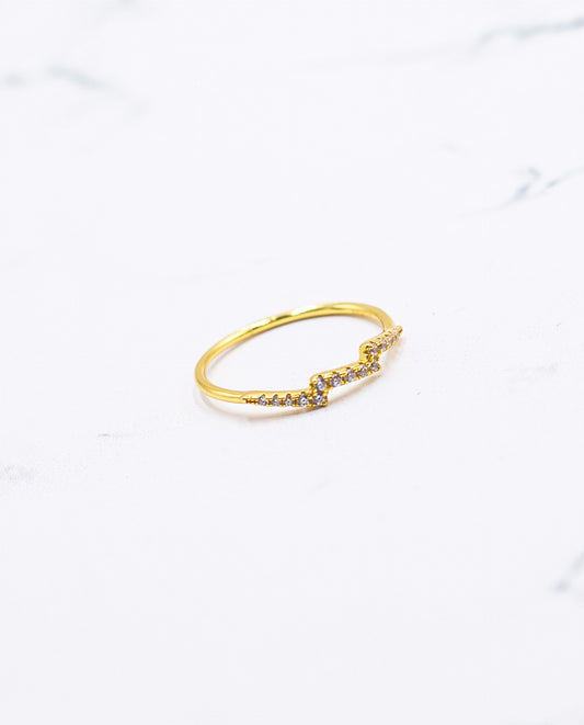 Anillo rayo con circonitas plata 925 bañada en oro | Joyitas THE-ARE