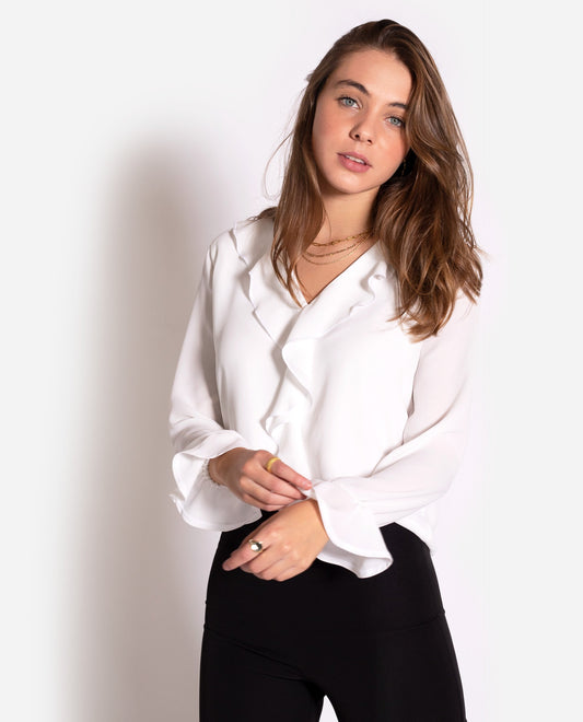 BLUSA WONDERWALL | Blusa blanca de mujer con volantes | Camisas y blusas THE-ARE