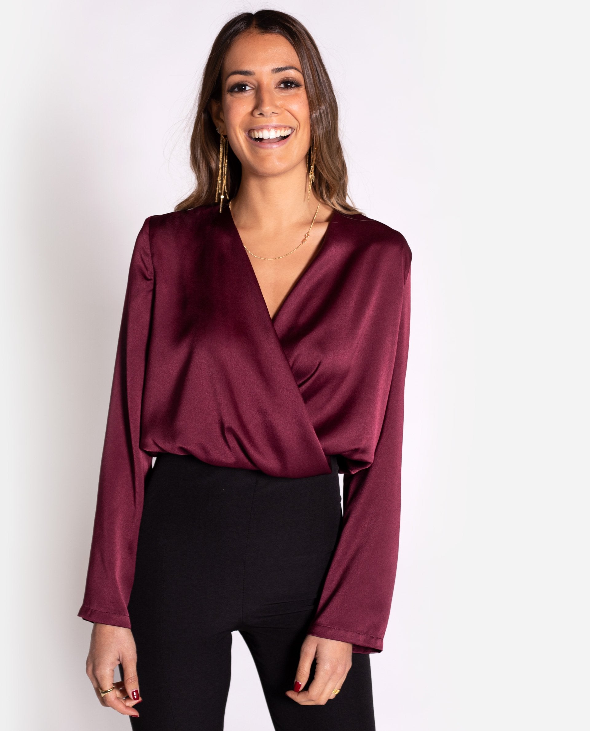 BLUSA LAST QUARTER · BURDEOS | Camisa burdeos de mujer tejido ligero elegante | Blusas THE-ARE