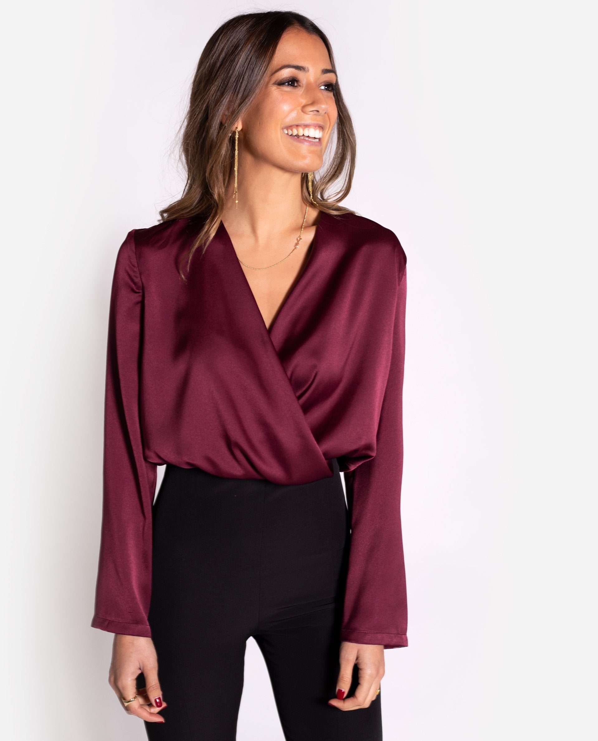 BLUSA LAST QUARTER · BURDEOS | Camisa burdeos de mujer tejido ligero elegante | Blusas THE-ARE