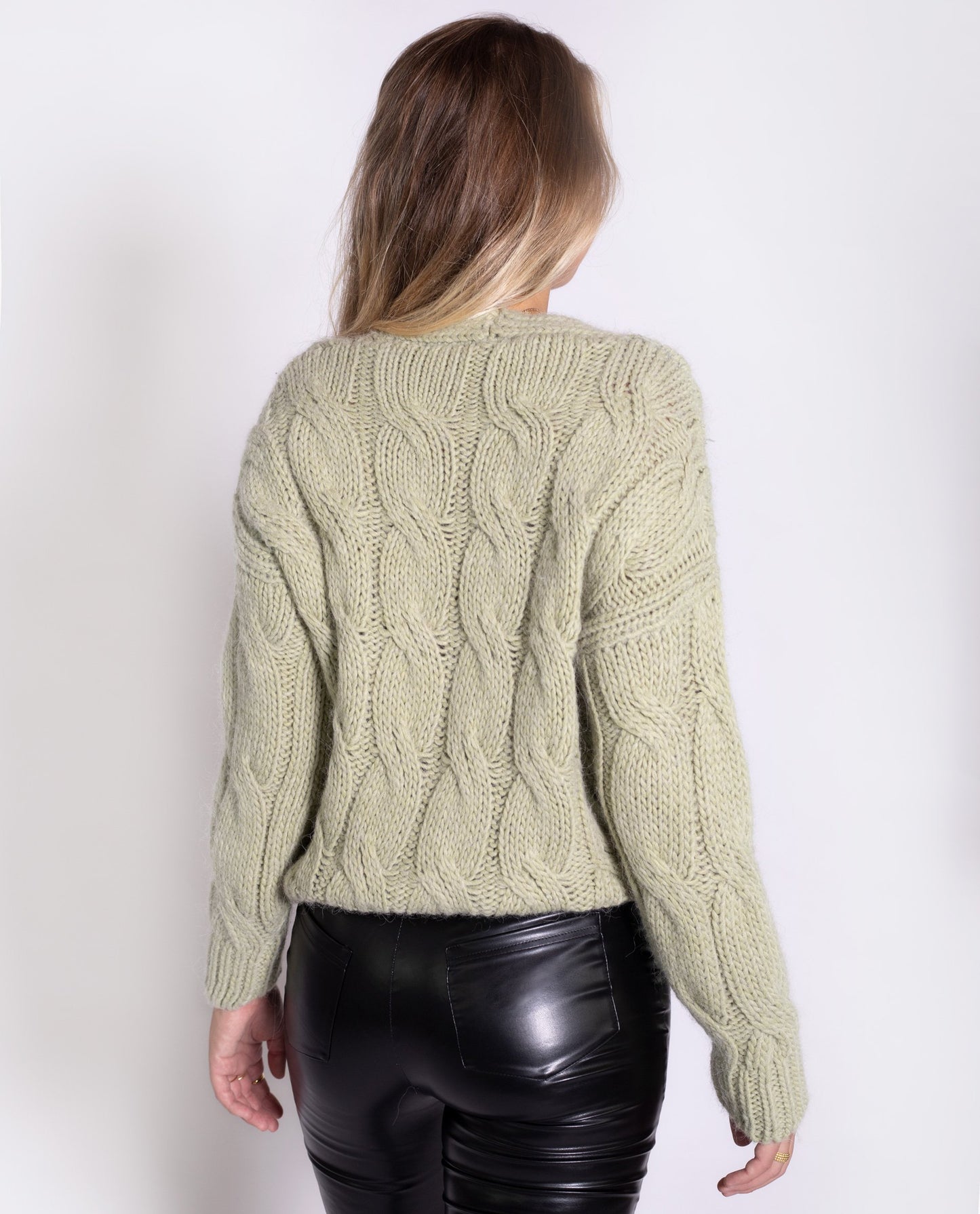 Cardigan corto con botones mujer verde menta | Jerseys THE-ARE