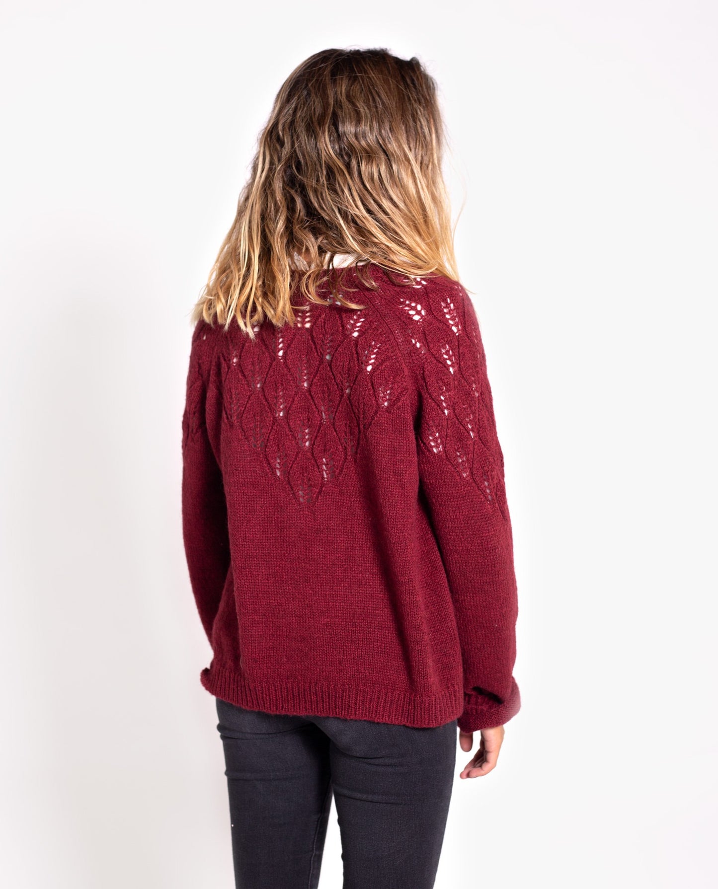 CARDIGAN WANT IT ALL | Cardigan suave granate con botones | Jerseys de mujer THE-ARE