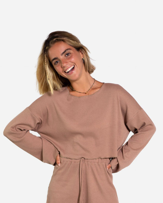 Jersey canalé camel oversize | Jeseys finos mujer THE-ARE