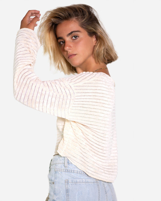 Jersey canalé crudo oversize | Jeseys finos mujer THE-ARE