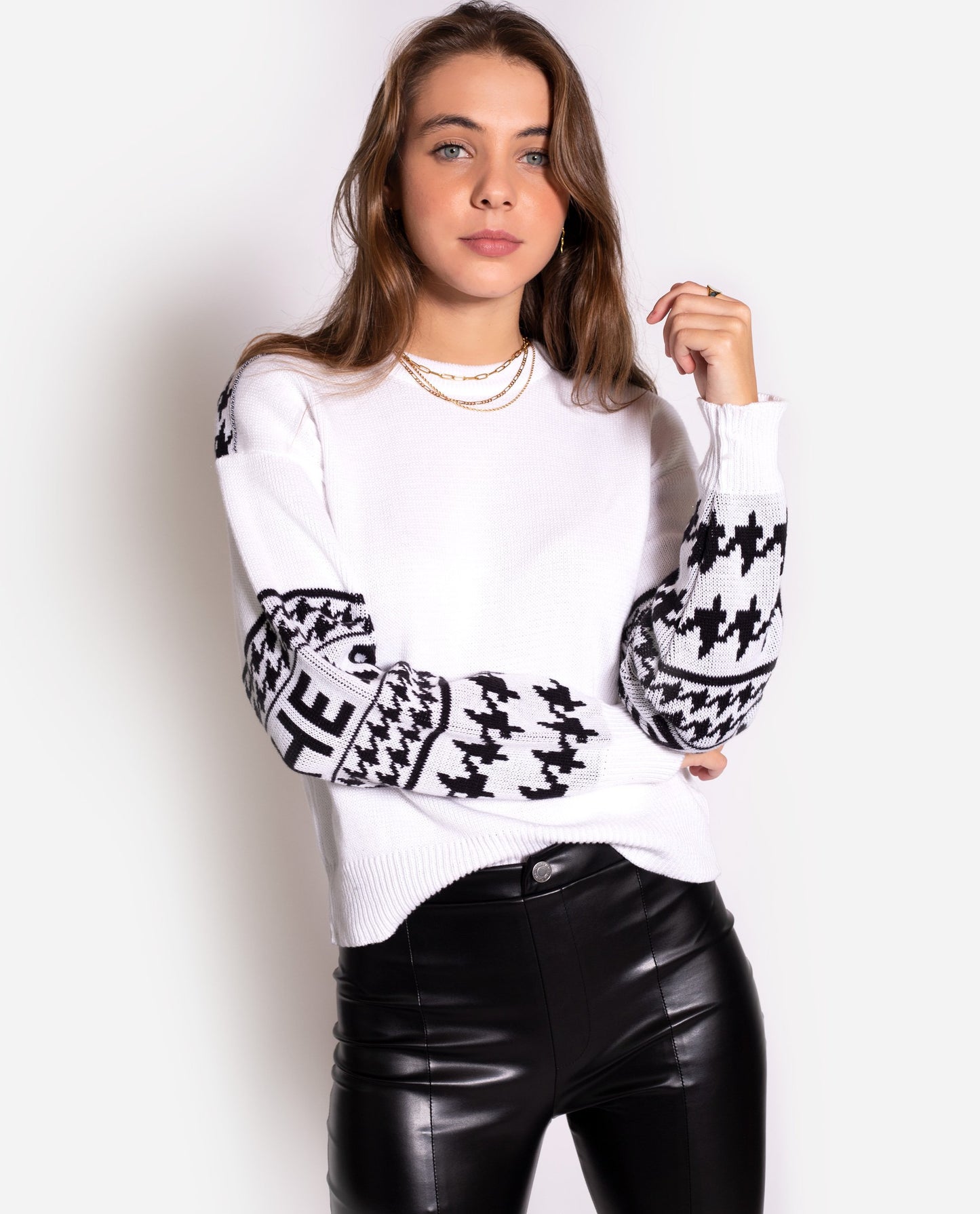 JERSEY OSLO | Jersey blanco y negro estampado abstracto mujer | Jerseys THE-ARE