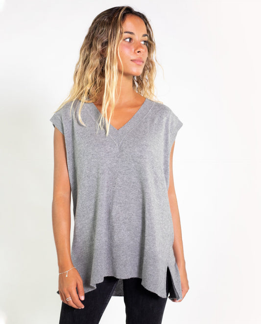 CHALECO MOONSHADOW | Jersey fino sin mangas gris mujer | Jerseys chicas THE-ARE