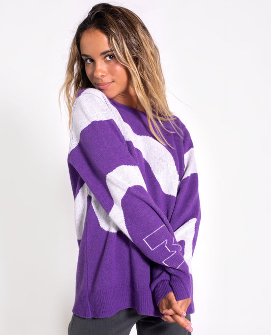 JERSEY MOONCHILD #THREE | Jersey estampado rayas morado | Jerseys de mujer THE-ARE