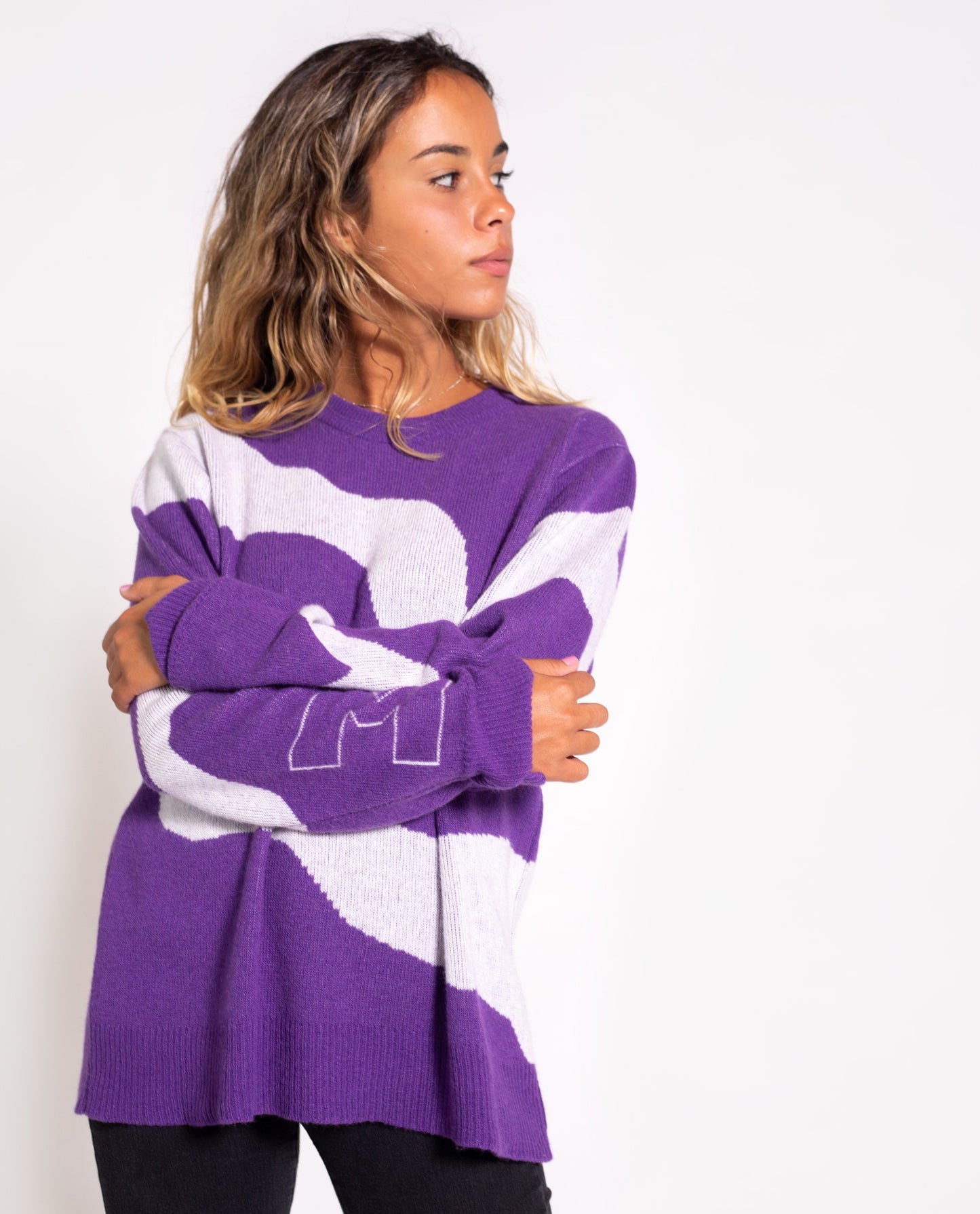 JERSEY MOONCHILD #THREE | Jersey estampado rayas morado | Jerseys de mujer THE-ARE