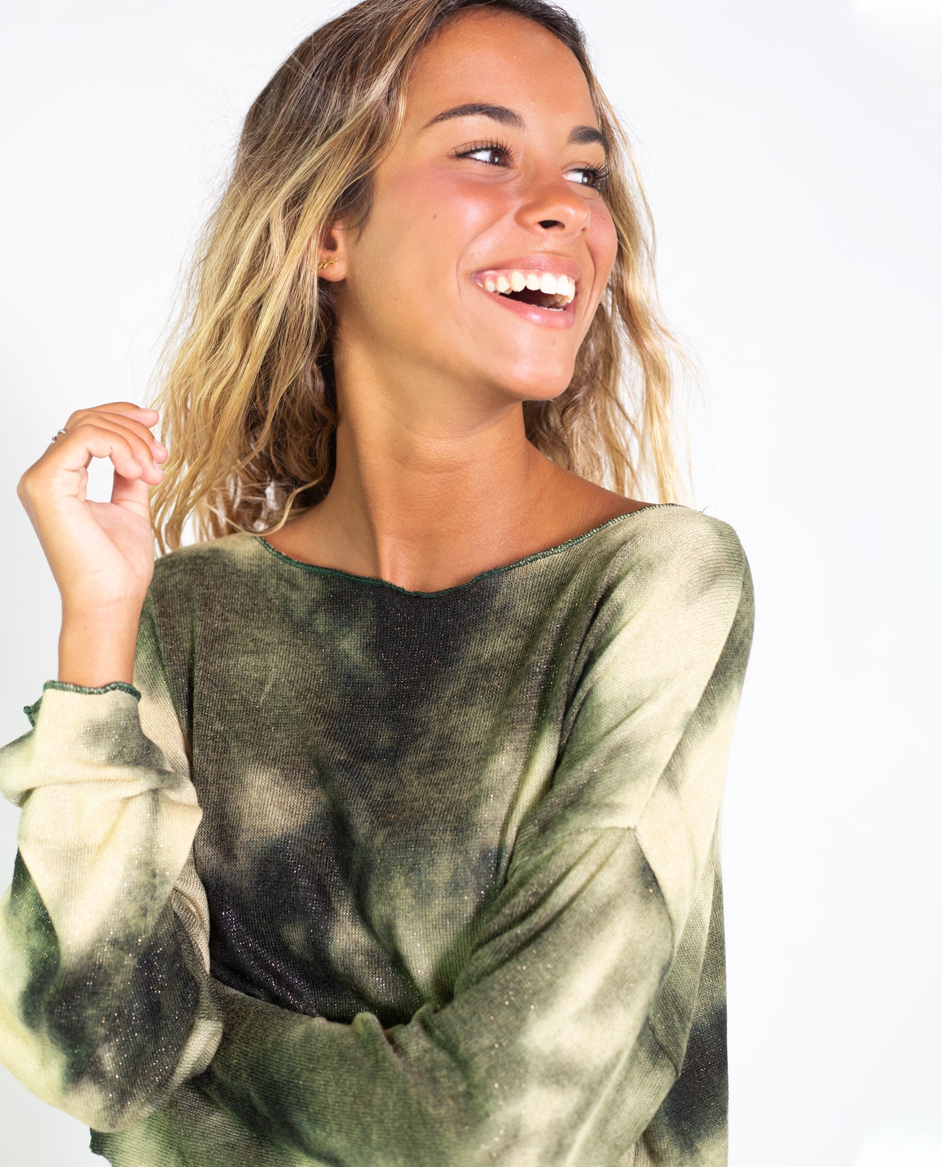 SUÉTER RAINFOREST | Jersey tie dye verde oversize | Jeseys finos mujer THE-ARE