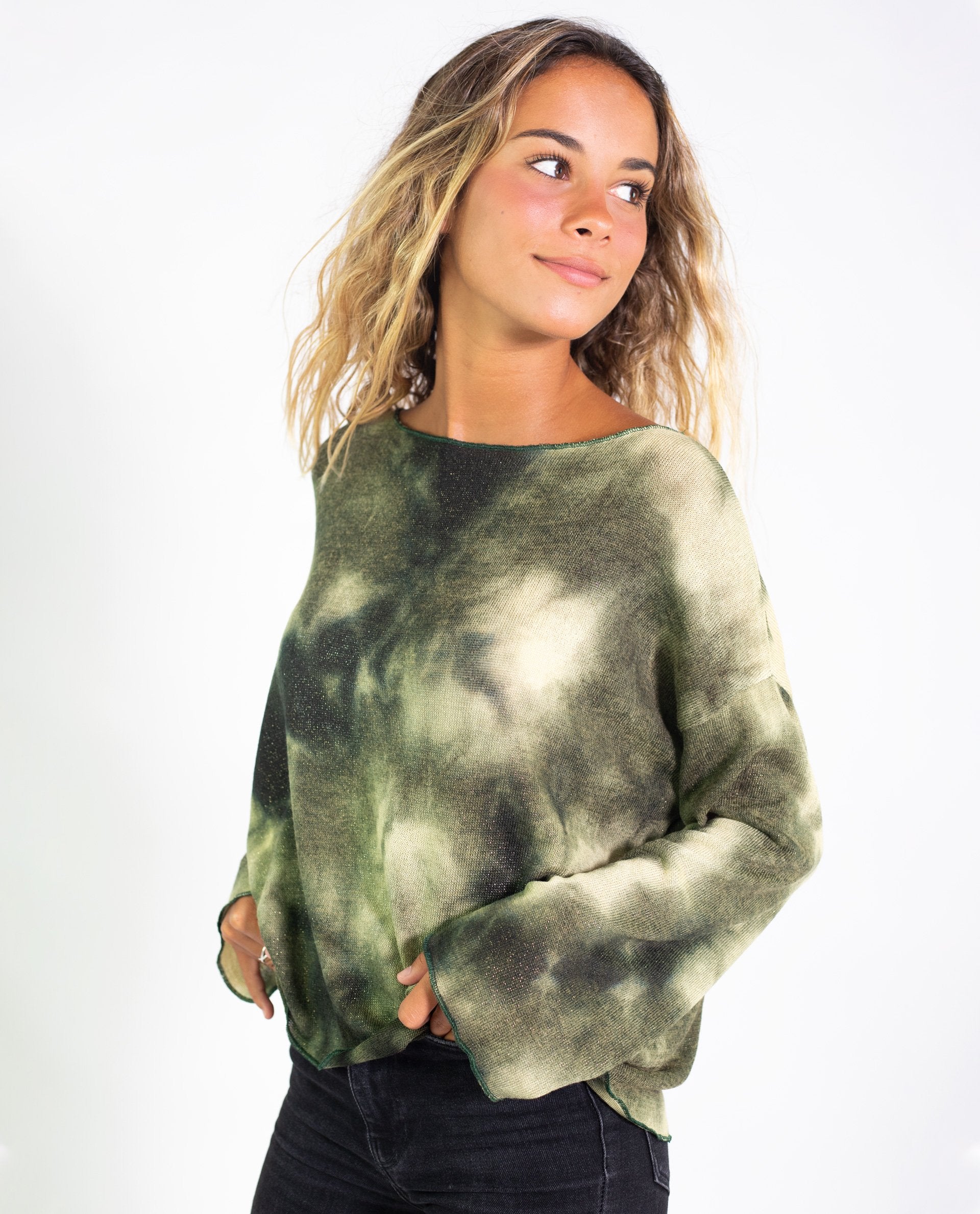 SUÉTER RAINFOREST | Jersey tie dye verde oversize | Jeseys finos mujer THE-ARE