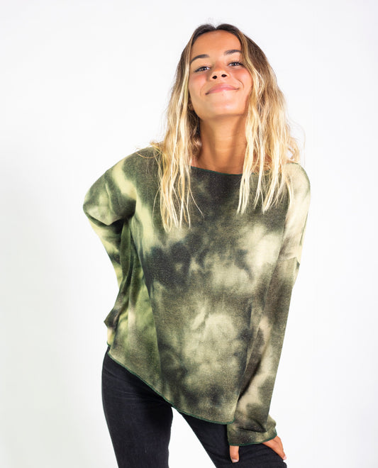 SUÉTER RAINFOREST | Jersey tie dye verde oversize | Jeseys finos mujer THE-ARE