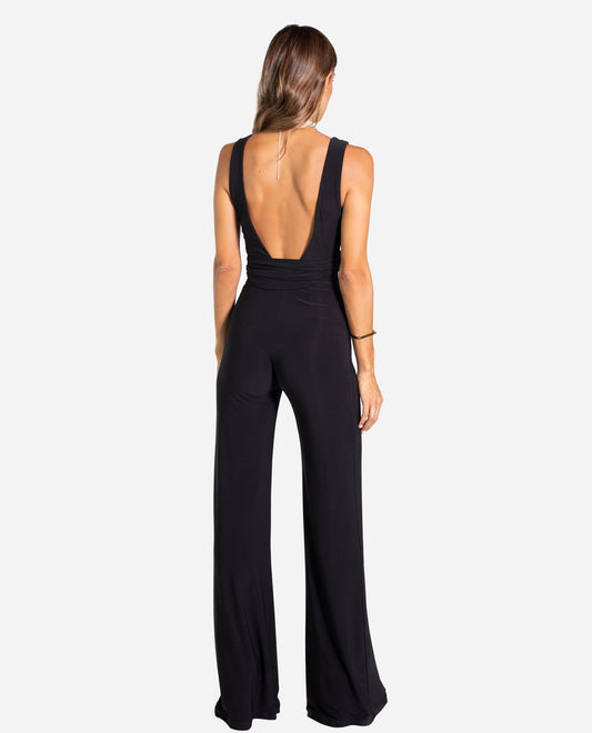 MONO BEST NIGHT EVER | Mono largo negro maxi escote elegante mujer | Monos fiesta THE-ARE