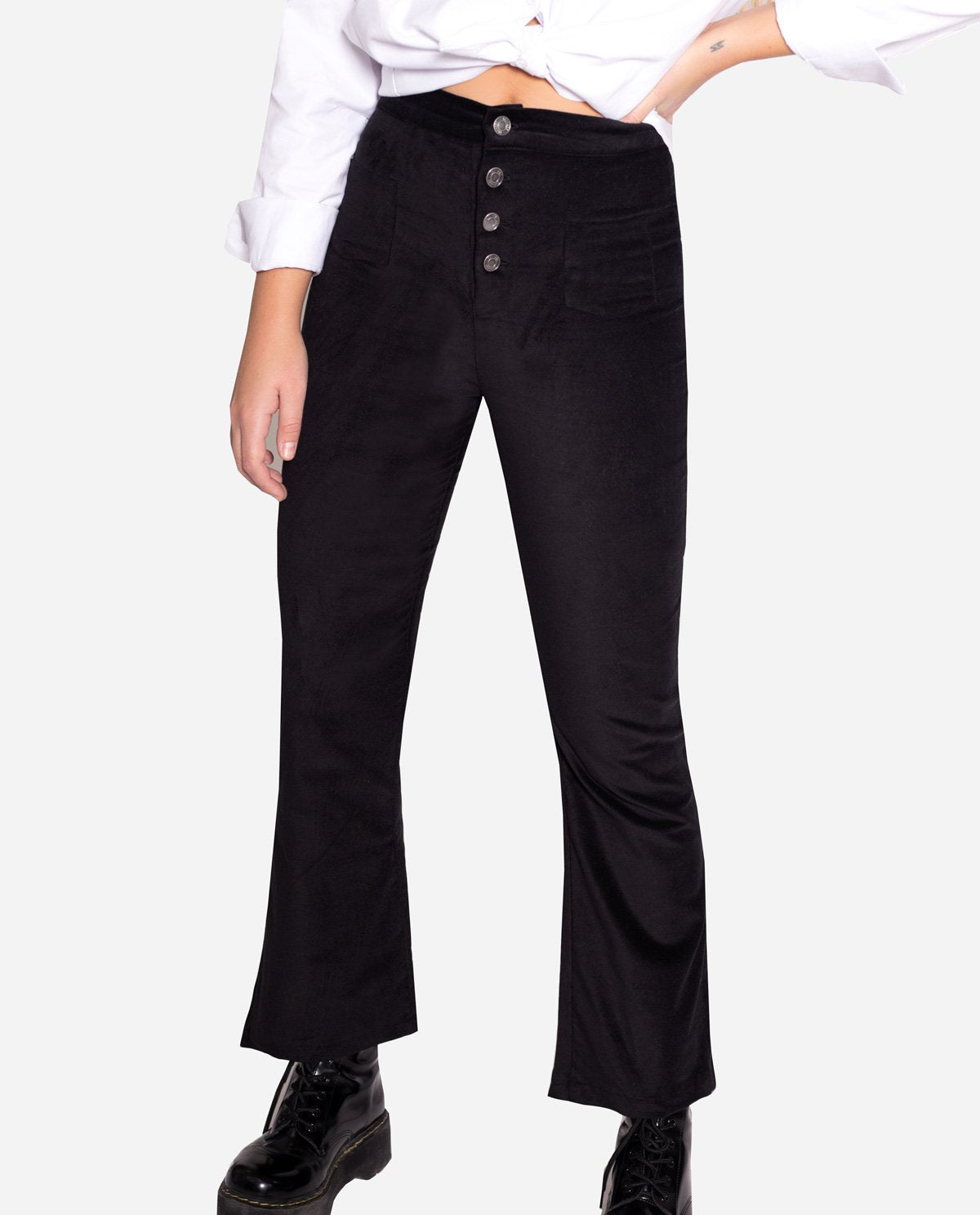 Pantalón piel melocotón negro mujer | Pantalones THE-ARE