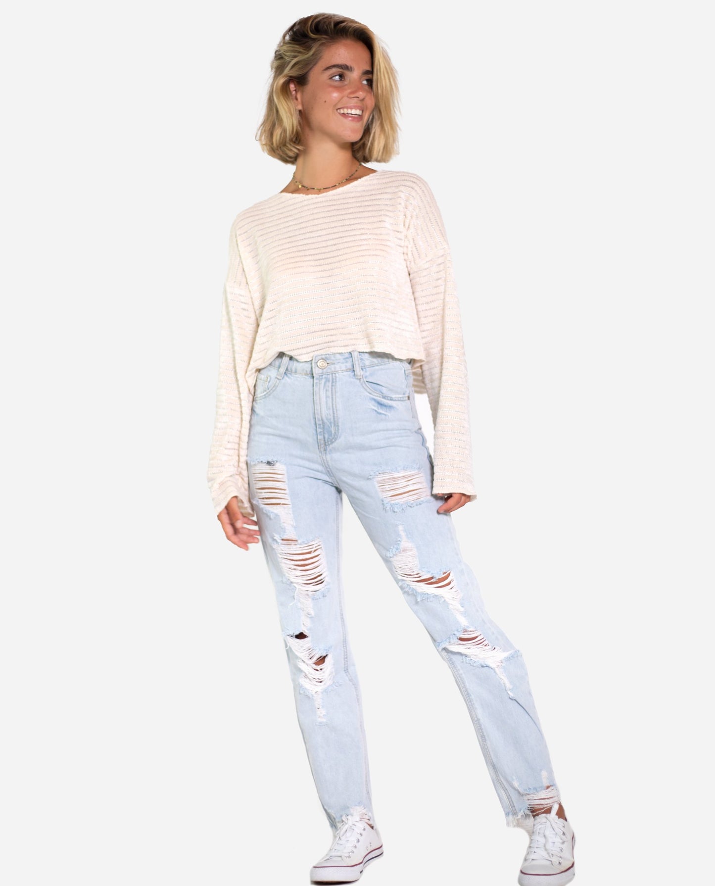 Jersey canalé crudo oversize | Jeseys finos mujer THE-ARE