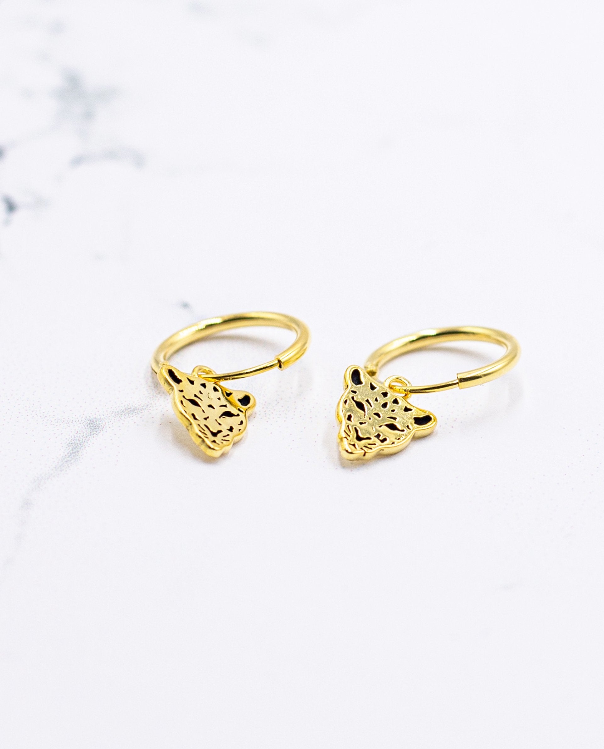 Pendientes aro plata 925 colgante tigre | Joyitas THE-ARE