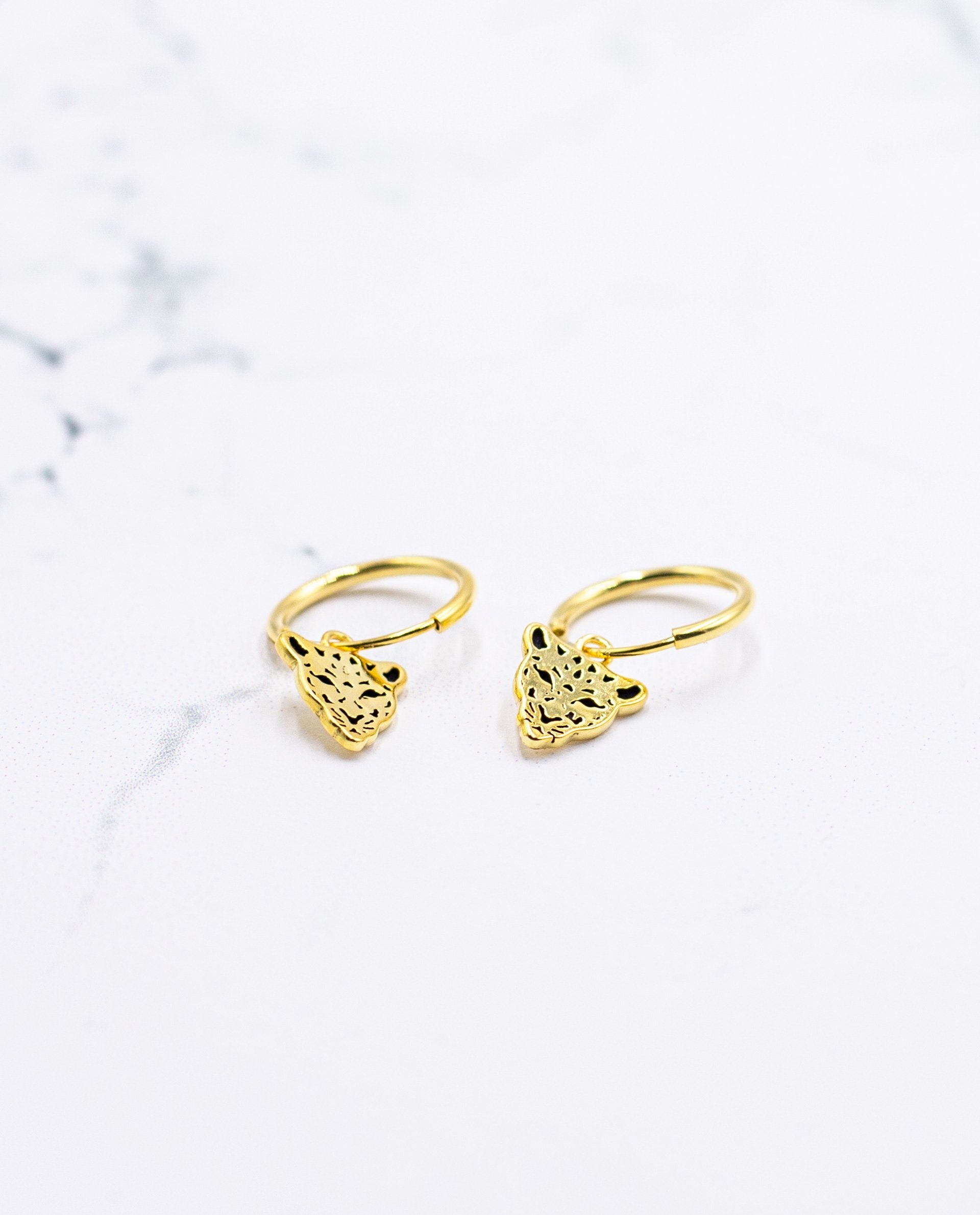 Pendientes aro plata 925 colgante tigre | Joyitas THE-ARE