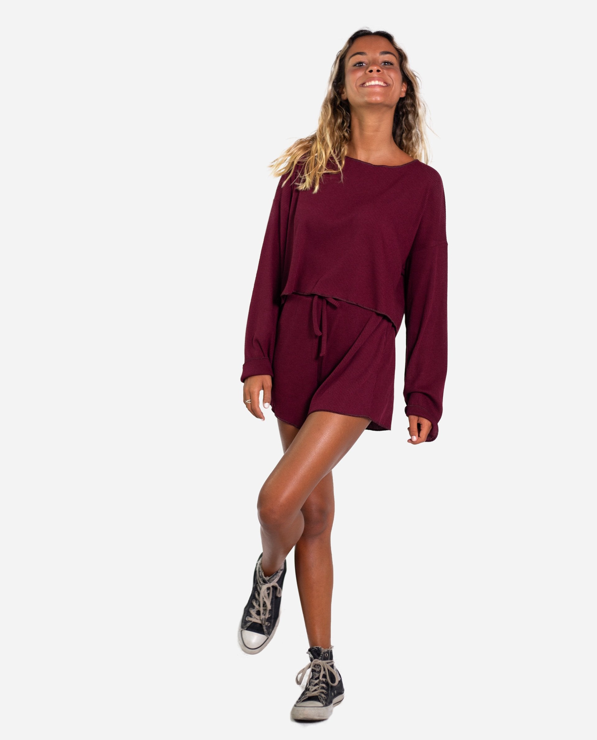 SUÉTER WITTY | Jersey canalé granate oversize | Jerseys finos mujer THE-ARE