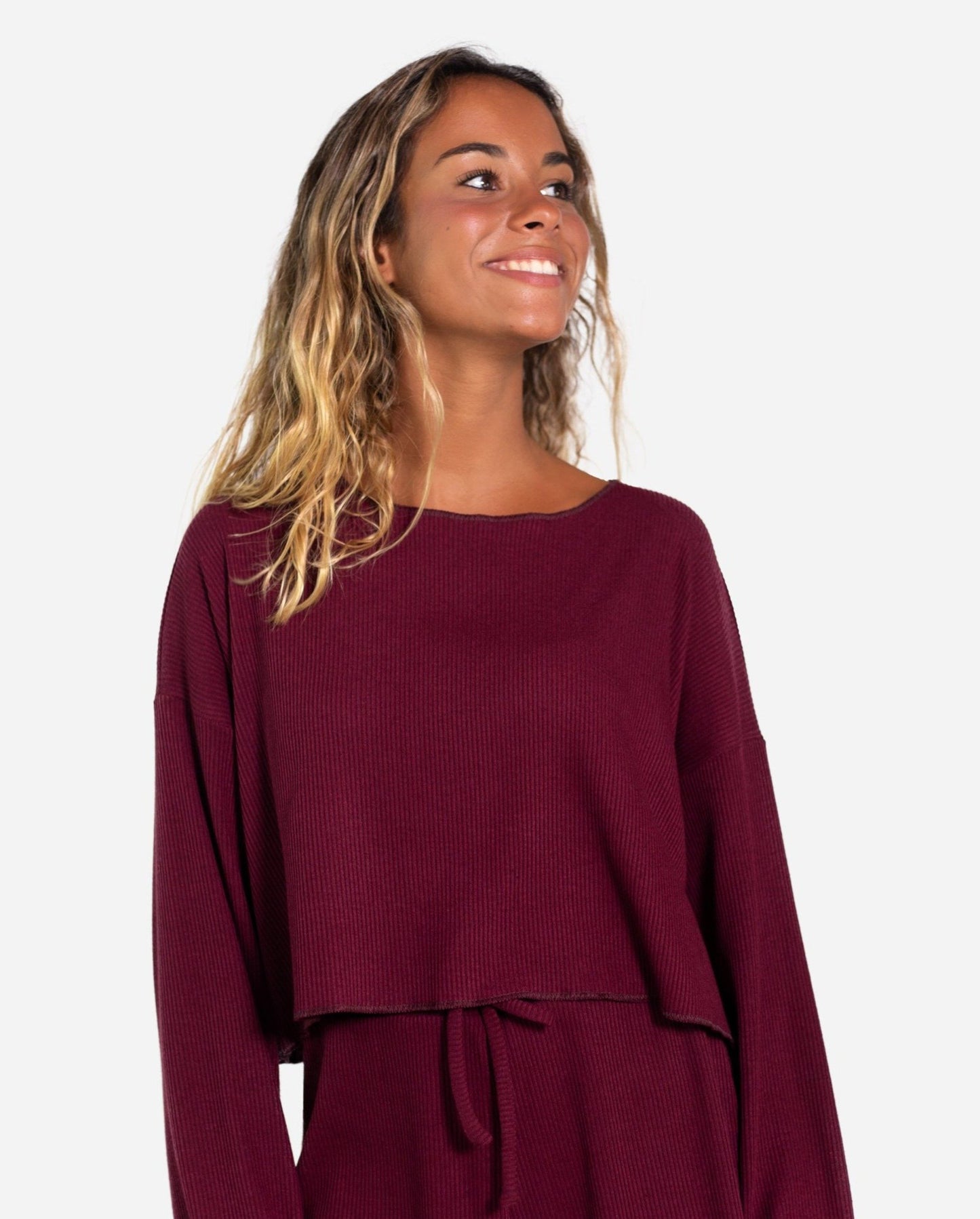 SUÉTER WITTY | Jersey canalé granate oversize | Jerseys finos mujer THE-ARE