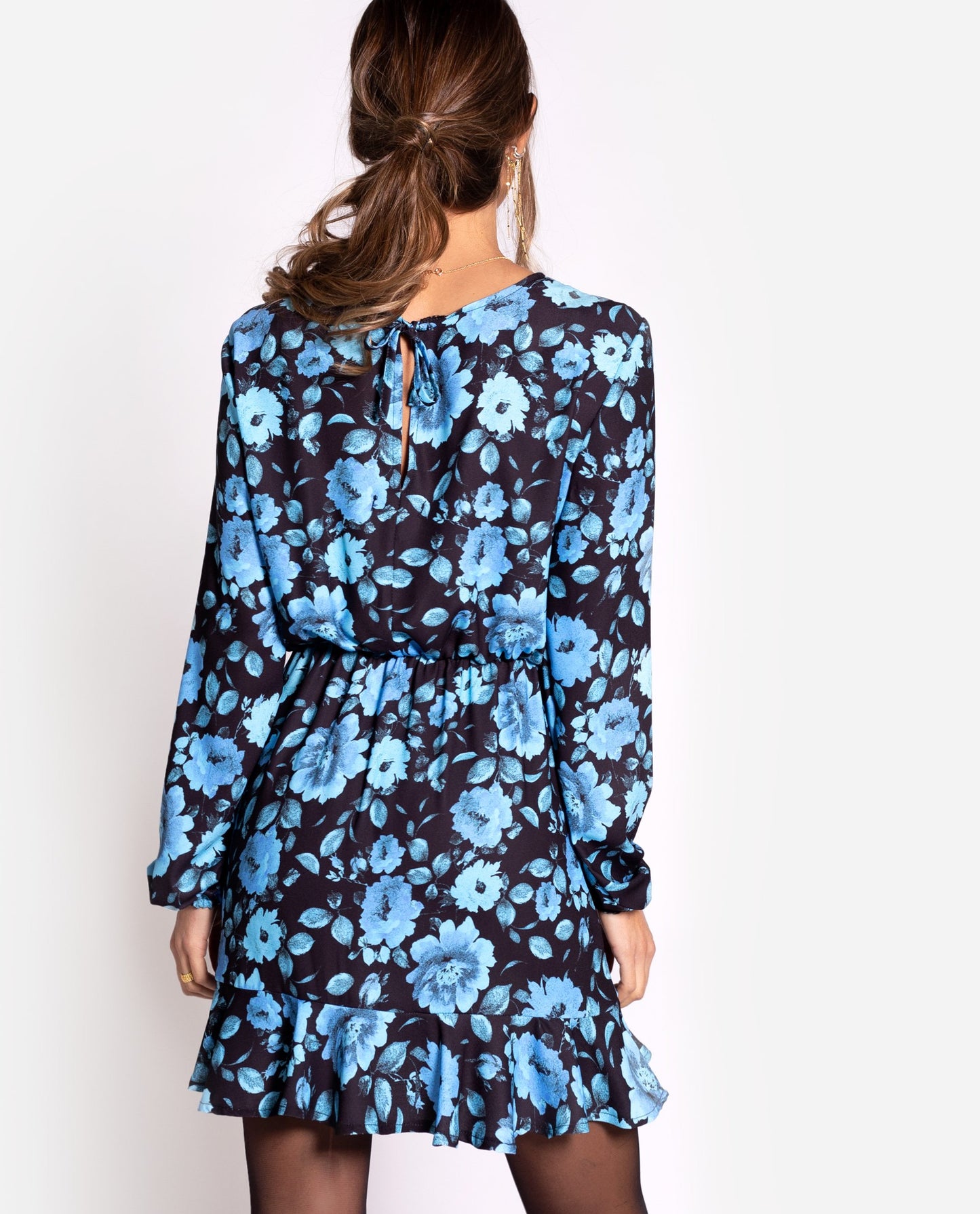 Vestido corto estampado flores azul y negro | Vestidos THE-ARE